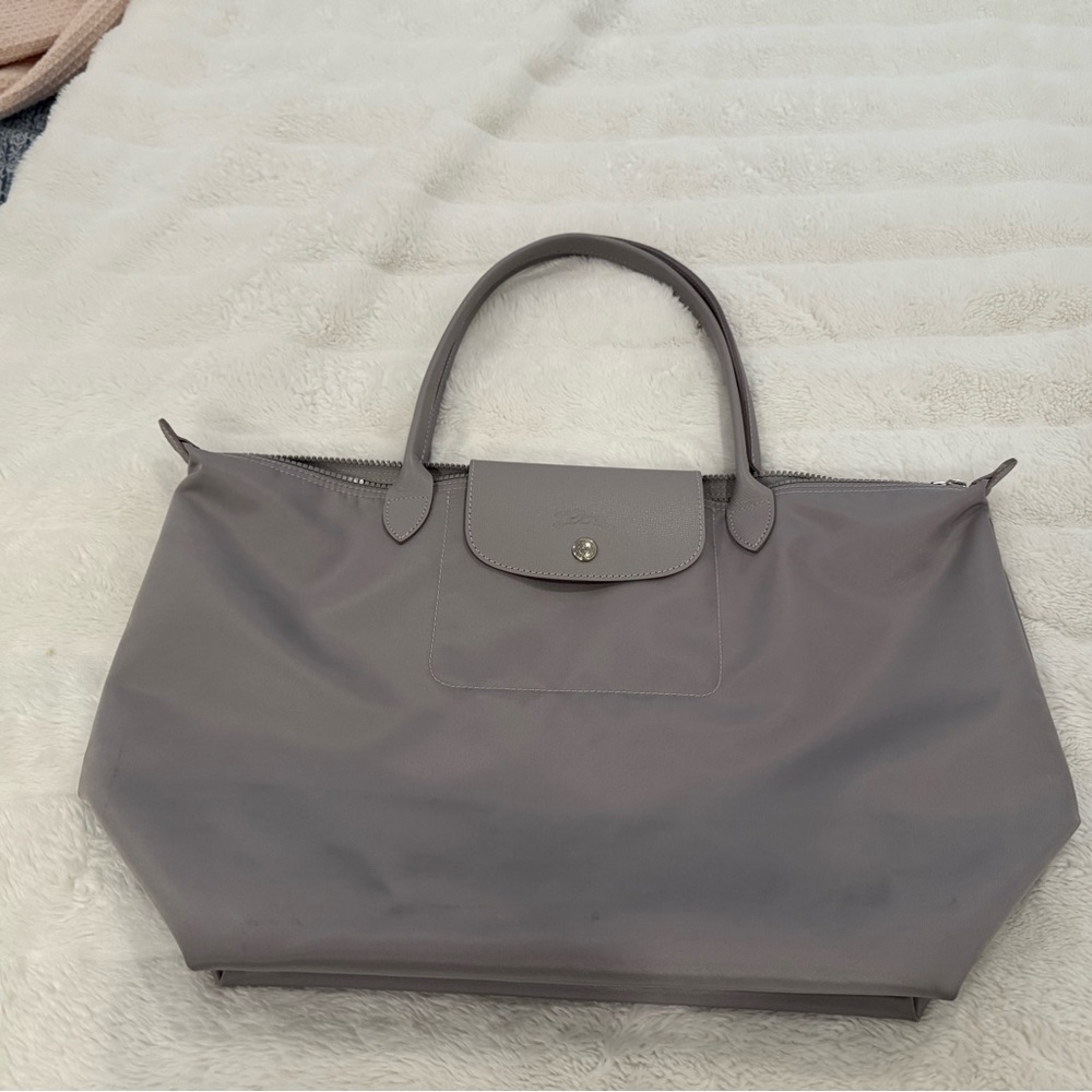 Longchamp Large Le Pliage Gray Tote Bag